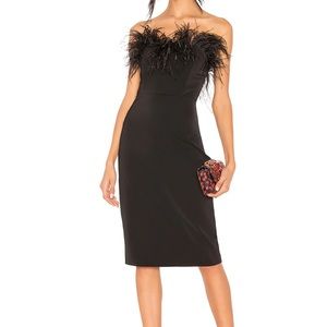 LPA Revolve Aurora black feather trim dress size xs